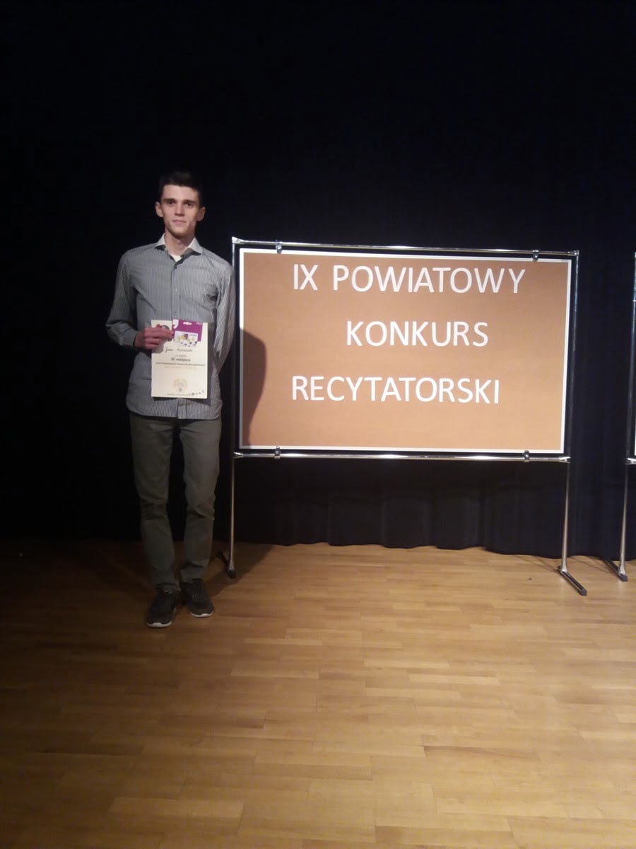Sukces ucznia RCEZ w IX Konkursie Recytatorskim im. Zbigniewa Herberta