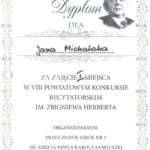 Sukces ucznia RCEZ w Konkursie Recytatorskim