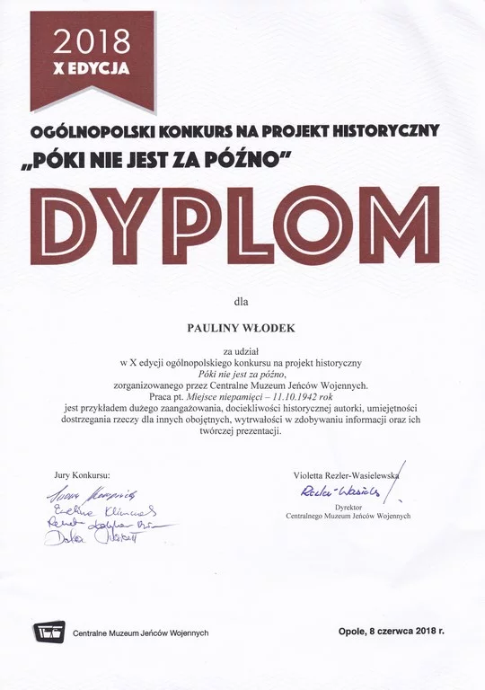 Znakomity wynik 2TEk w ogólnopolskim konkursie na projekt historyczny