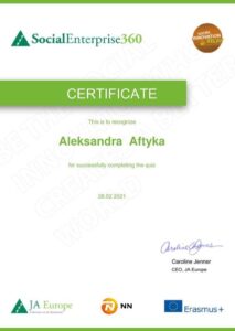 Certificate - Aleksandra Aftyka