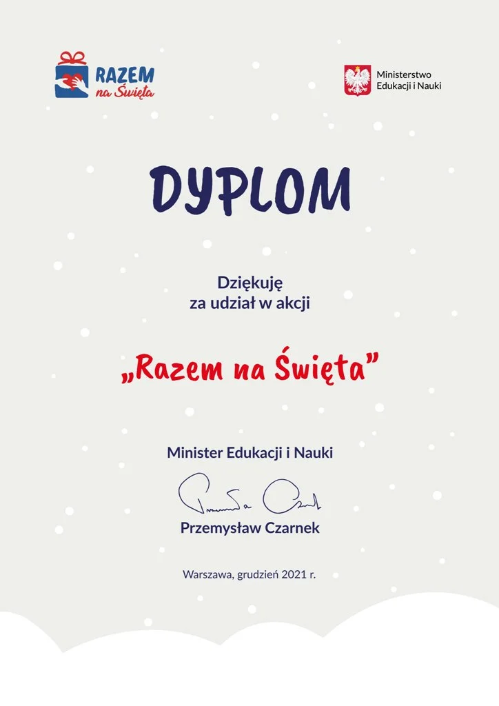 Dyplom uznania - Razem na Święta