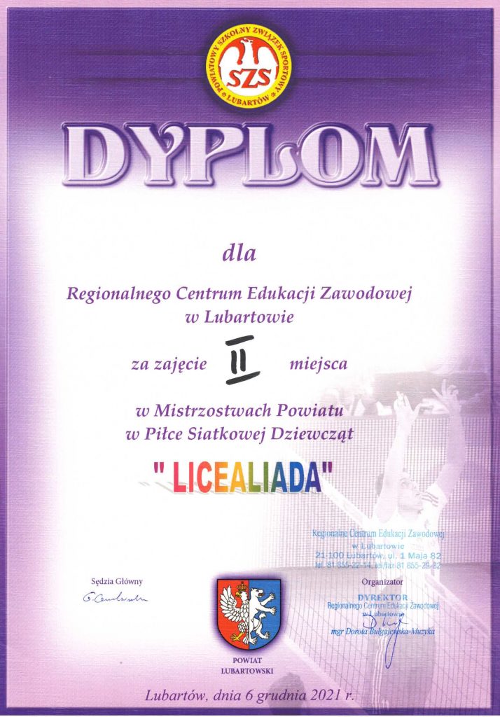 II miejsce w Mistrzostwach Powiatu w Piłce Siatkowej Dziewcząt-licealiada_6-12