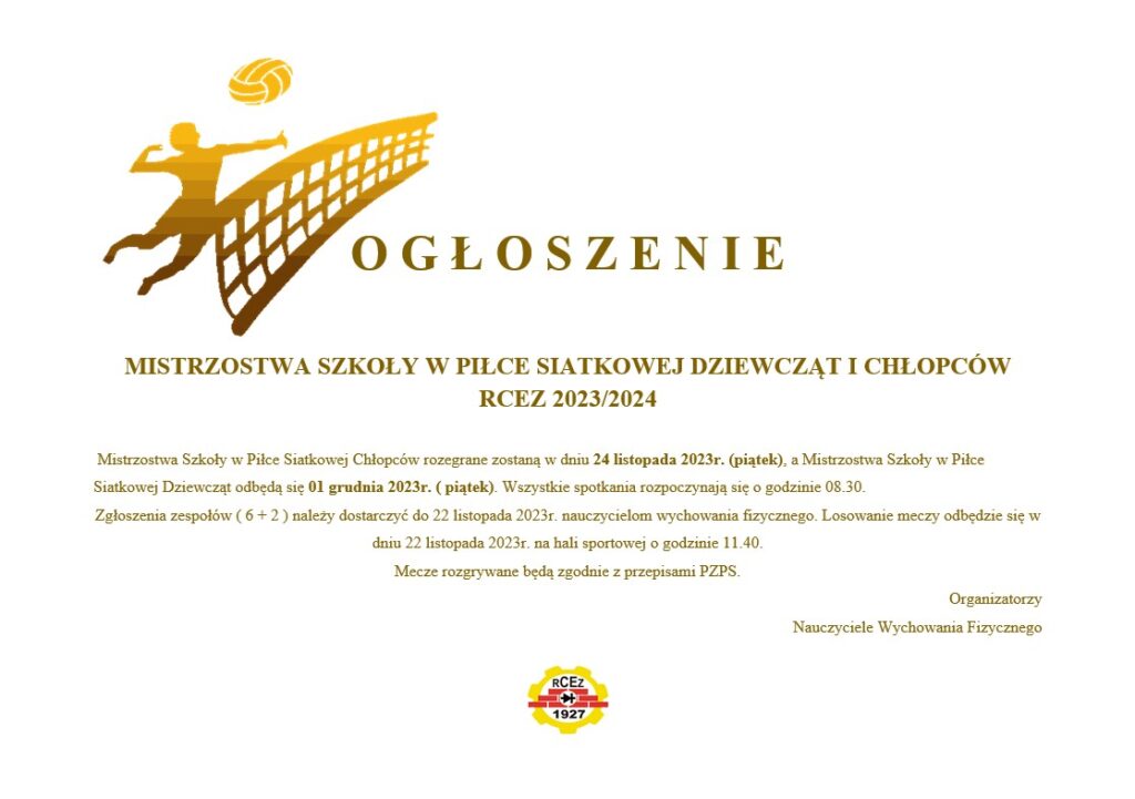 Mistrzostwa Szkoly W Pilce Siatkowej Rcez
