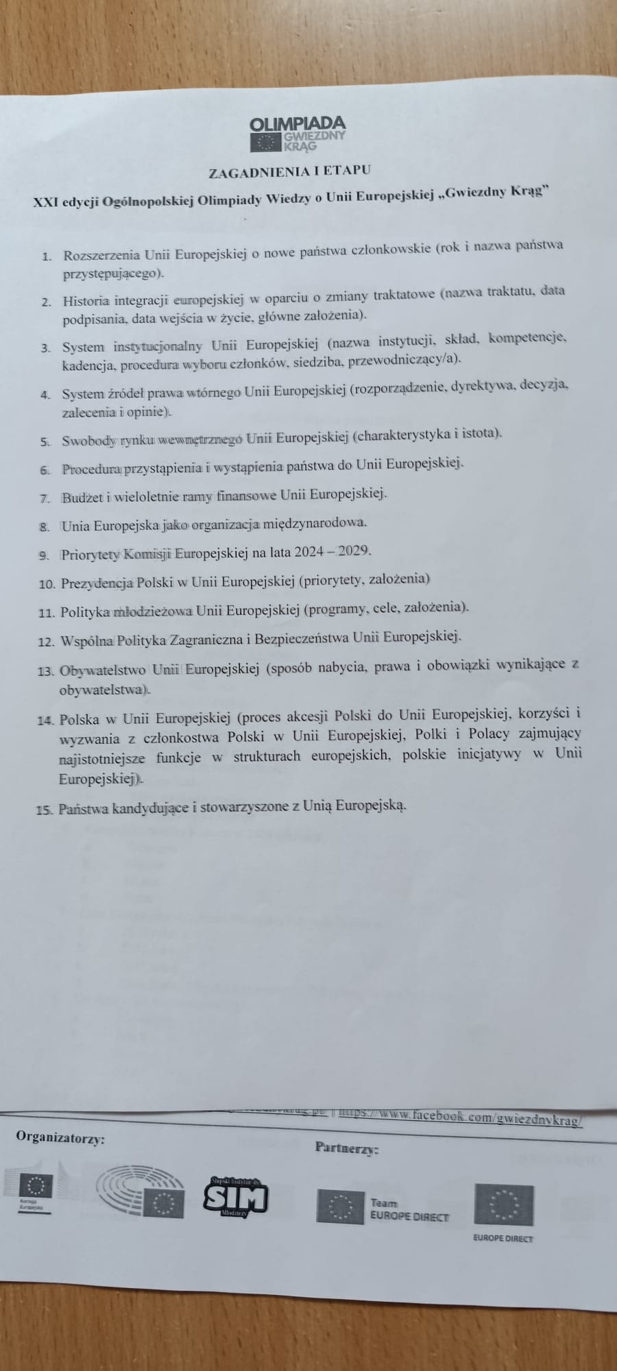 Ogólnopolska Olimpiada Wiedzy o Unii Europejskiej „Gwiezdny Krąg”