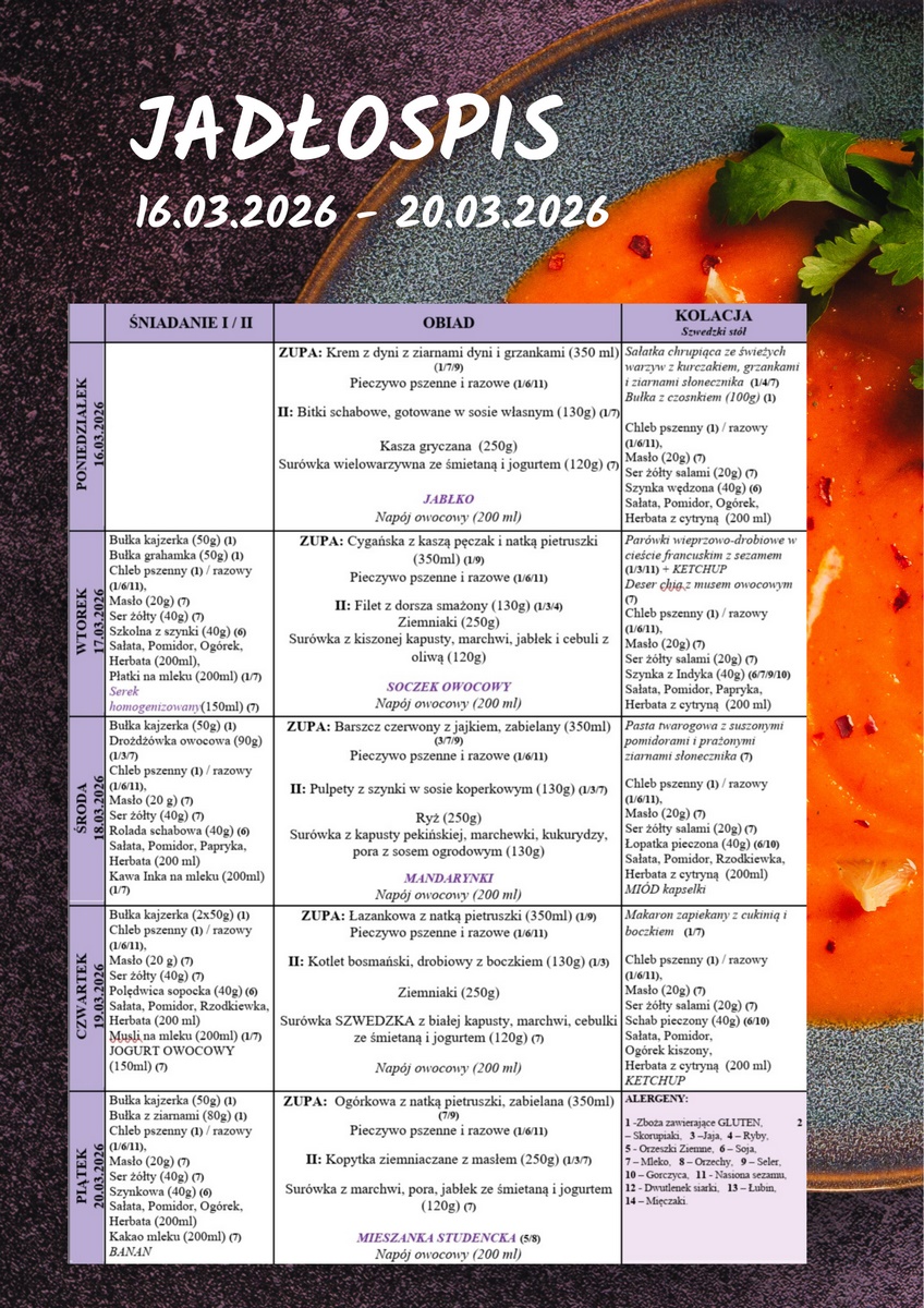Jadłospis 16 20.03.2026