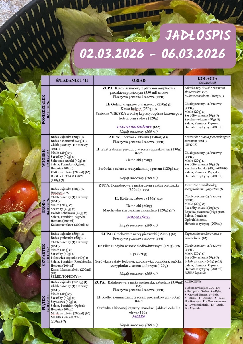 Jadłospis 2 6.03.2026