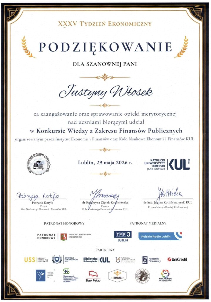 Podziękow J. Włosek
